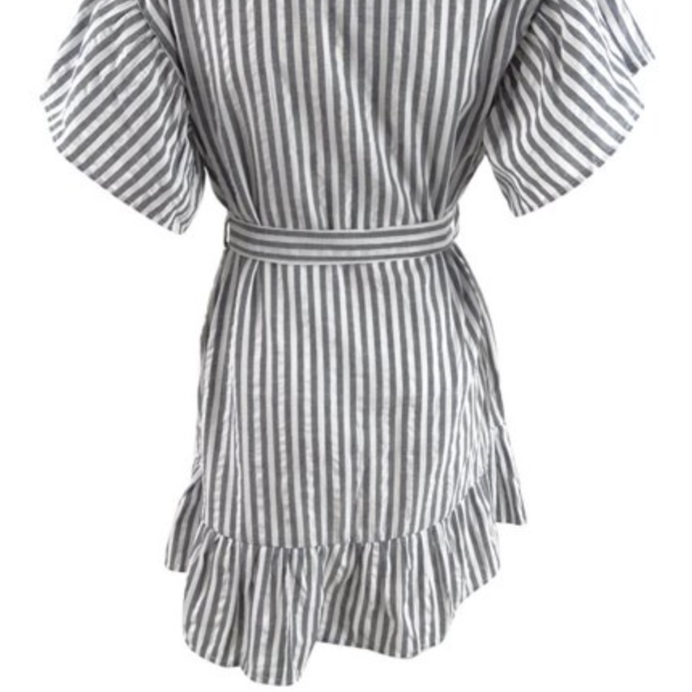 Miken Women's Striped Wrap Dress Swim Cover-Up